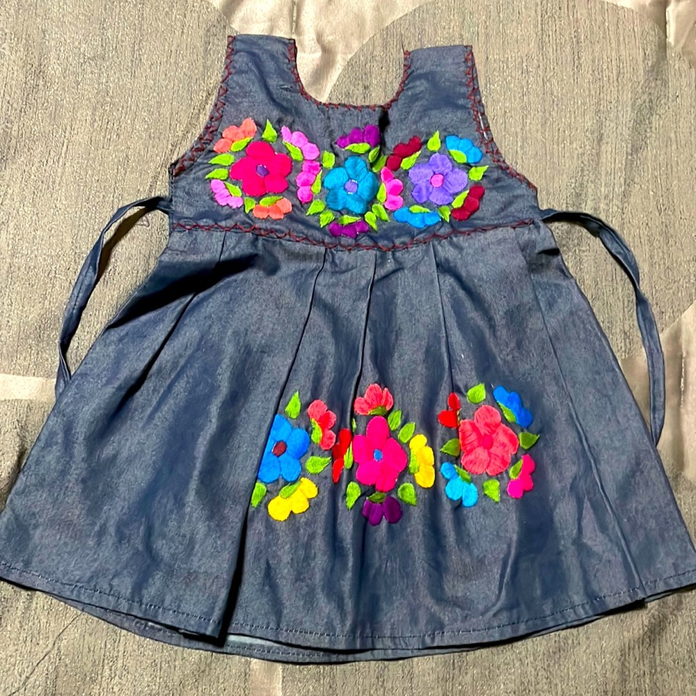 New Mexican hand embroided flower dress